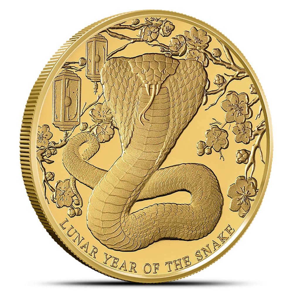 2025 1 oz Proof Pitcairn Islands Gold Lunar Year of the Snake Coin (Box + CoA)