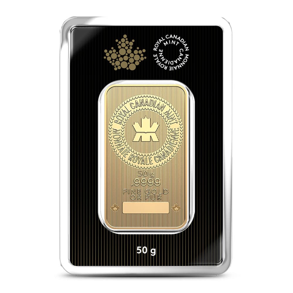 50 Gram (RCM) Royal Canadian Mint Gold Bar (New w/ Assay)