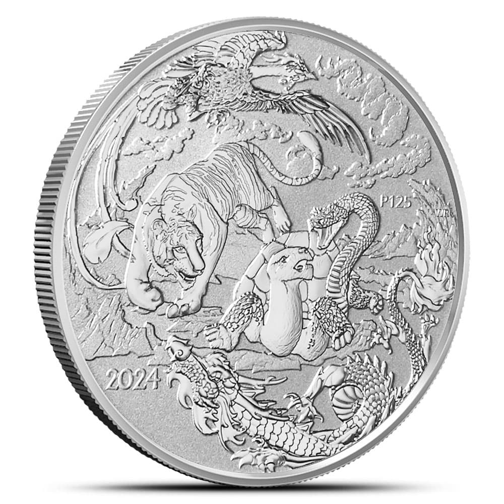 2024 1 oz Australian Silver Chinese Myths and Legends Four Guardian Coin (BU)