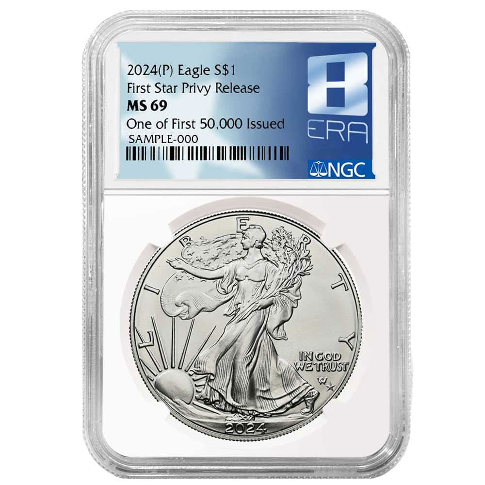 2024 (P) 1 oz Star Privy American Silver Eagle Coin NGC MS69 (First 50,000 Issued)