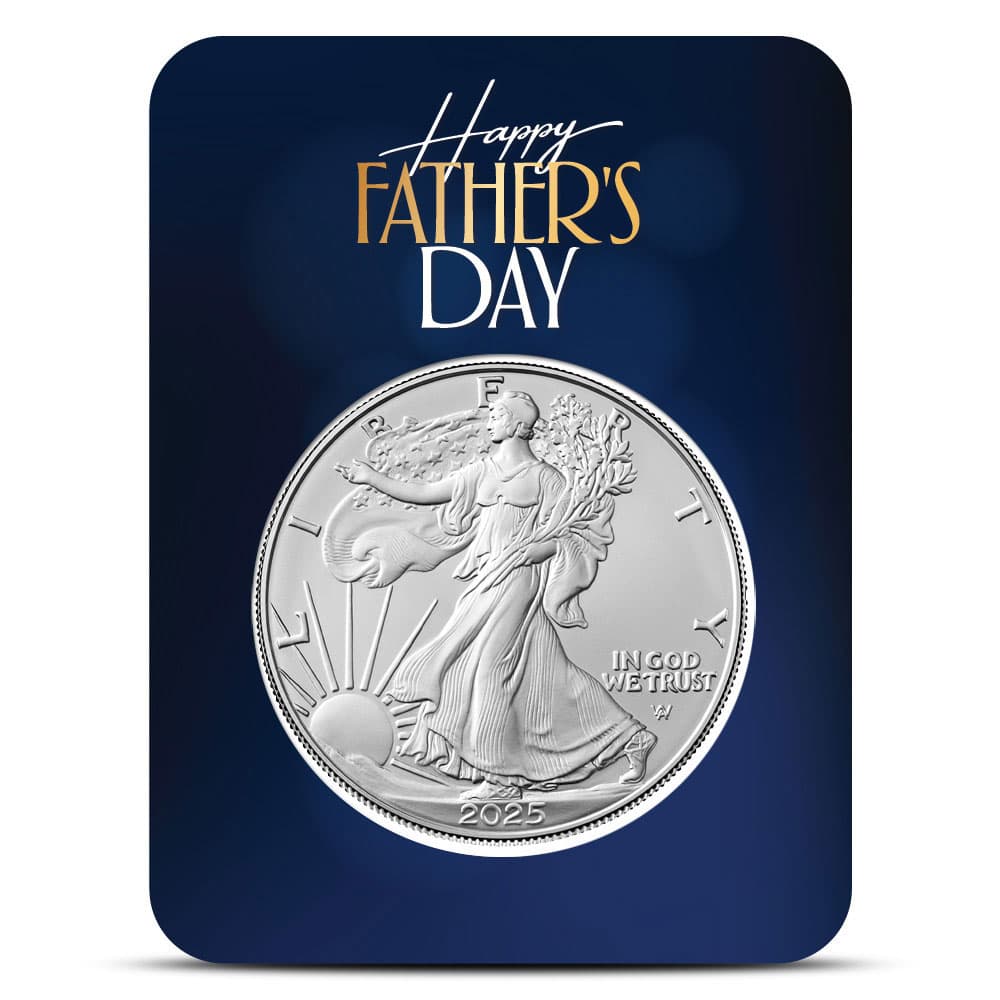 2025 1 oz American Silver Eagle Coin (BU, Happy Father’s Day Card)