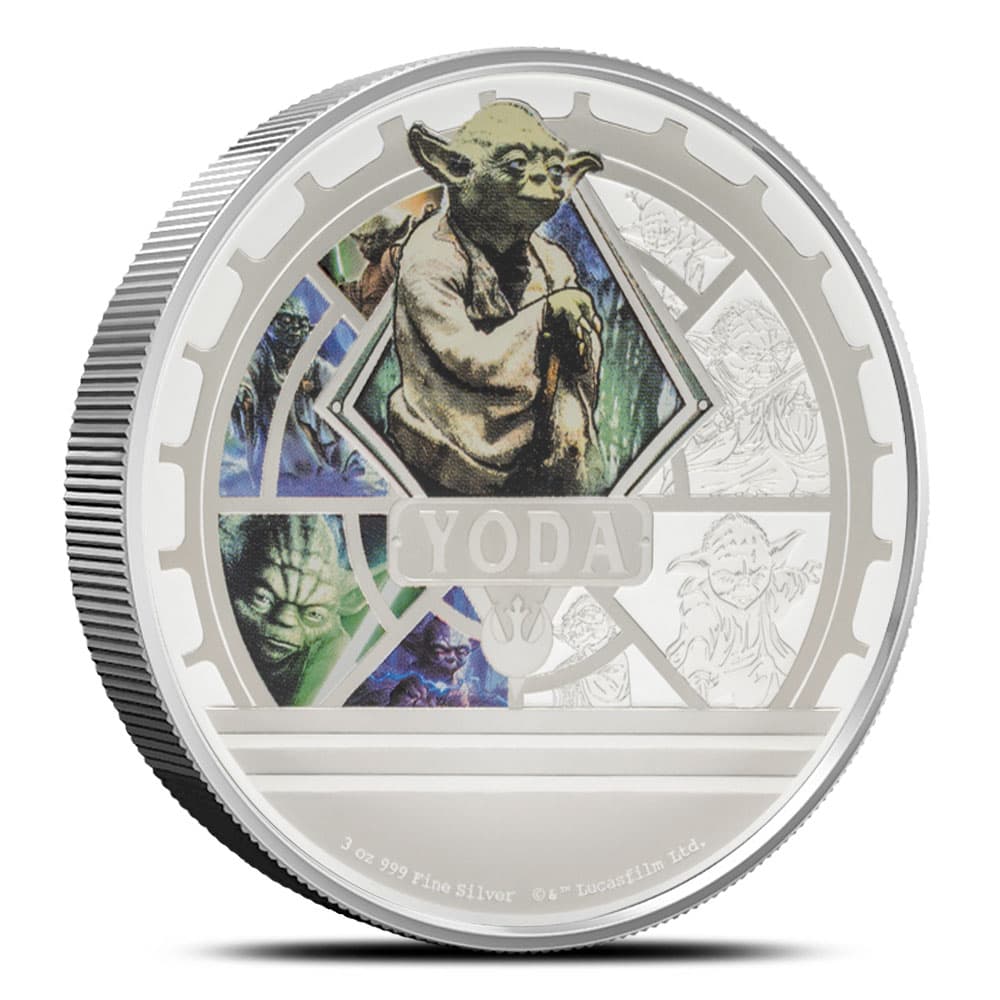 2024 3 oz Proof Colorized Niue Silver Star Wars Yoda Coin (Box + CoA)