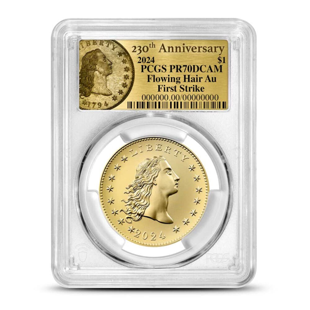 2024 1 oz Proof American Gold 230th Anniversary Flowing Hair Coin PCGS PR70 FS