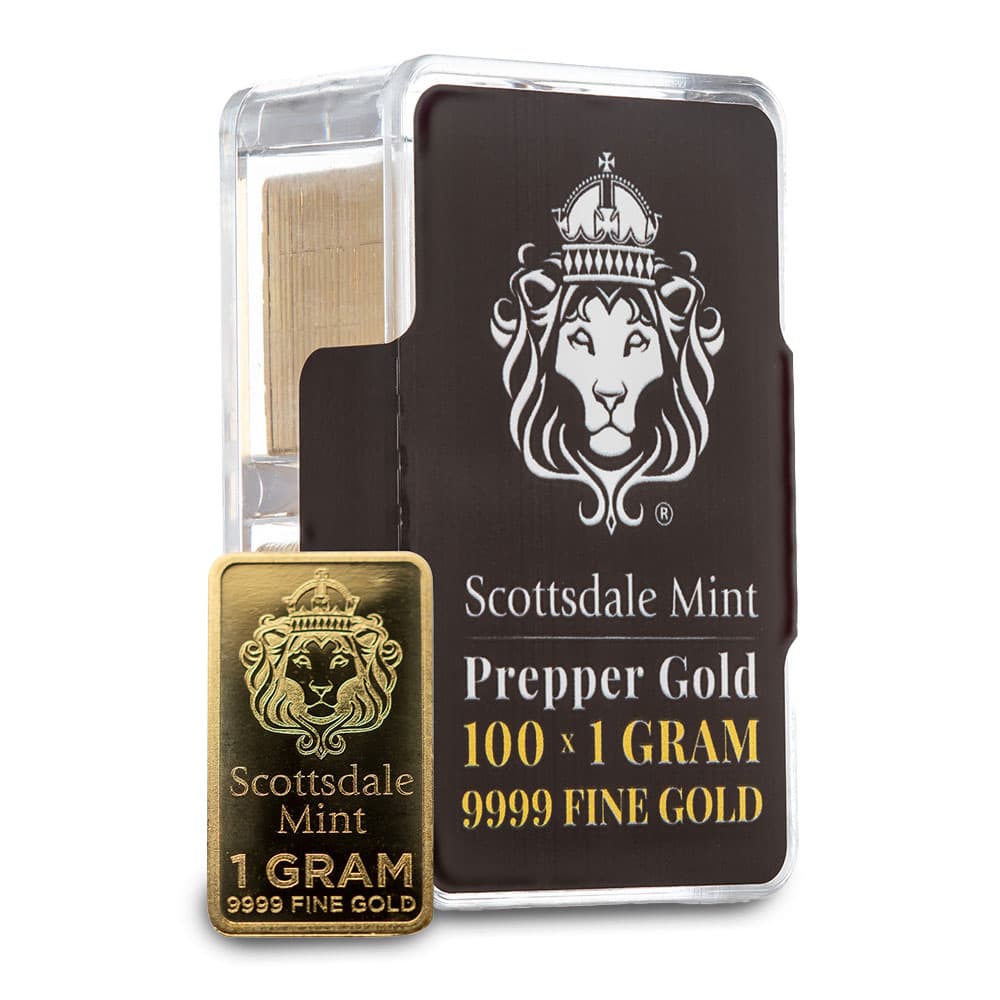 100 Gram Scottsdale Mint Gold Prepper Box (100 x 1g Bars)