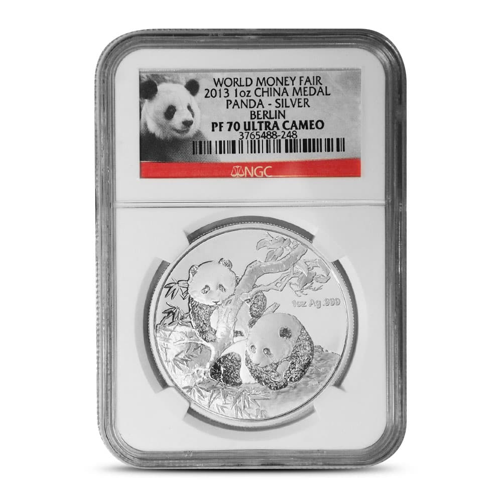 2013 1 oz Chinese Silver Berlin Money Fair Panda Medal NGC PF70