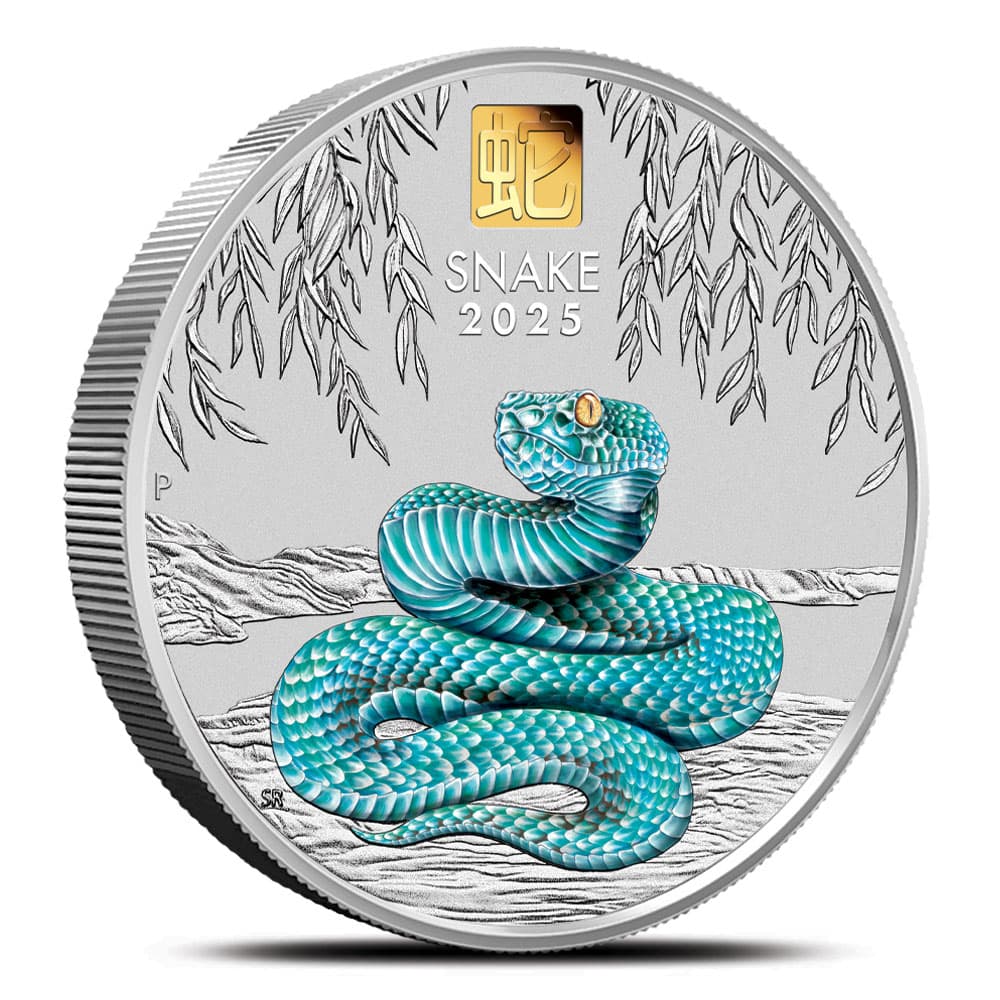 2025 1 Kilo Australian Silver Lunar Snake Coin (Gold Privy, Box + CoA)