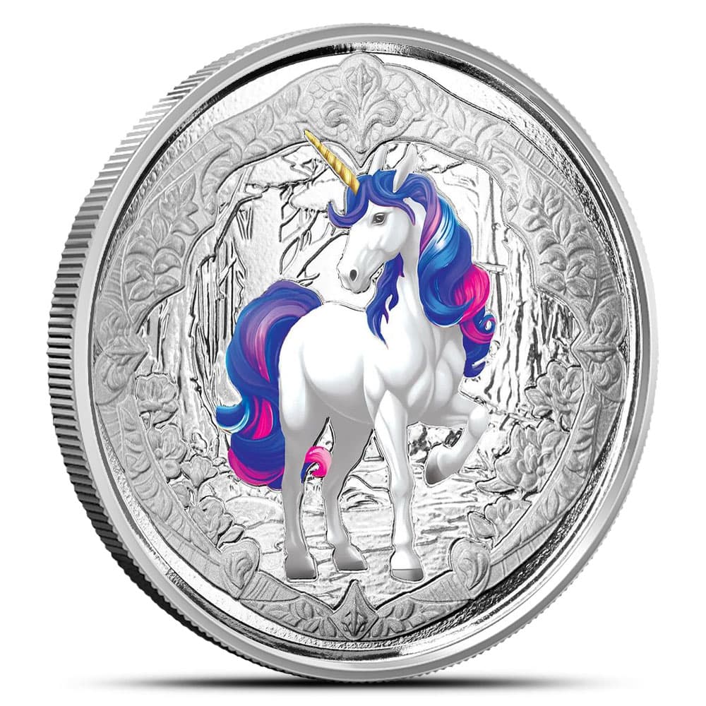 2024 1 oz Colorized Fiji Silver Azurea Unicorn Coin (BU)