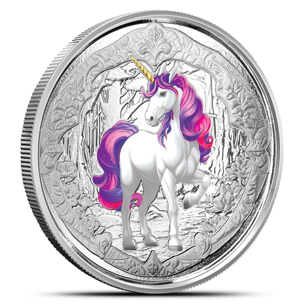 2024 1 oz Colorized Fiji Silver Veloria Unicorn Coin (BU)