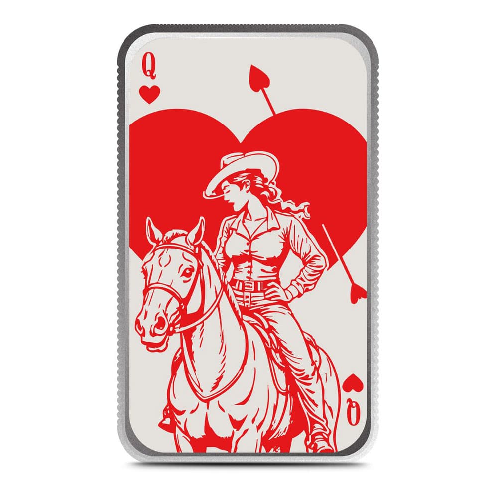 1 oz Colorized Scottsdale Queen Of Hearts Silver Bar (New)