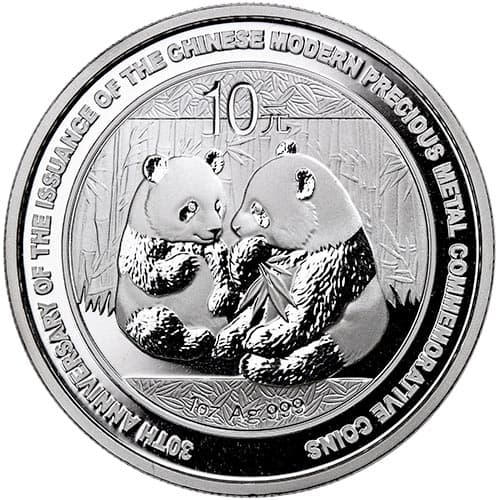 2009 1 oz Chinese Silver Panda Coin – 30th Anniversary (BU)