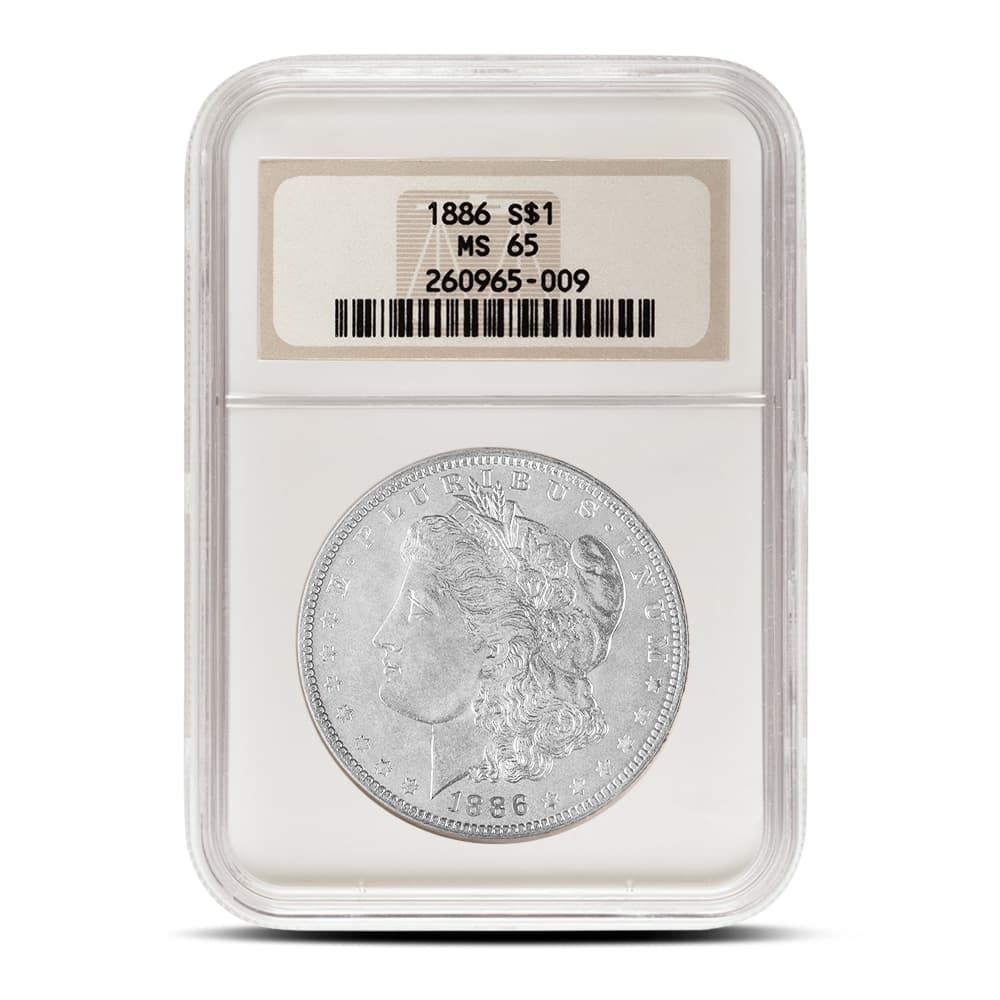 Morgan Silver Dollar Coin MS65 (1878-1904, PCGS or NGC)