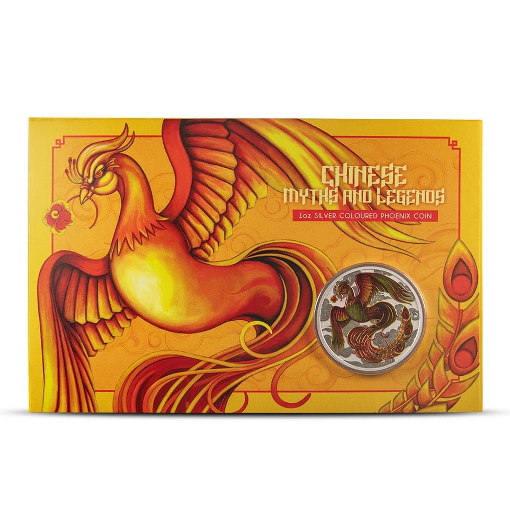 2022 1 oz Colorized Australian Silver Chinese Myths and Legends Phoenix Coin (In Card)