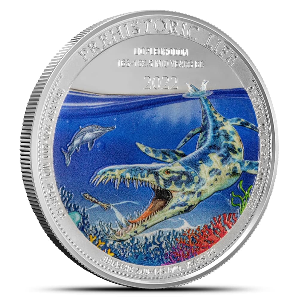 2022 1 oz Colorized Congo Silver Lipleurodon Coin (BU)