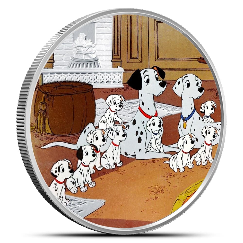 2022 1 oz Proof Colorized Niue Silver Disney 101 Dalmatians Family Coin