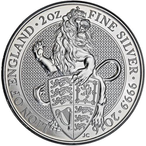 2016 2 oz British Silver Queen’s Beast Lion Coin