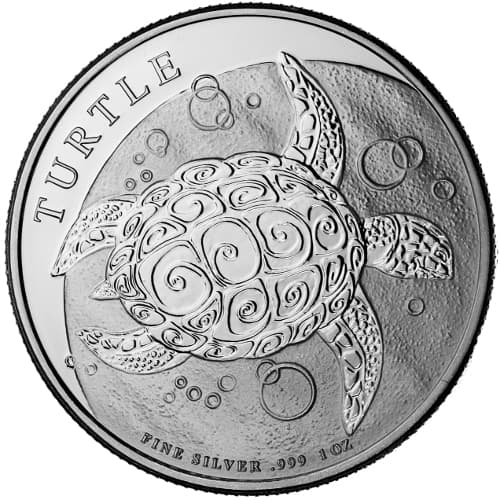 1 oz New Zealand Silver $2 Niue Hawksbill Turtle Coin (Random Year)