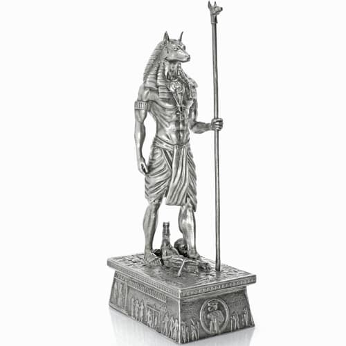 13 oz Antique Finish Anubis Silver Statue (New, Box + CoA)