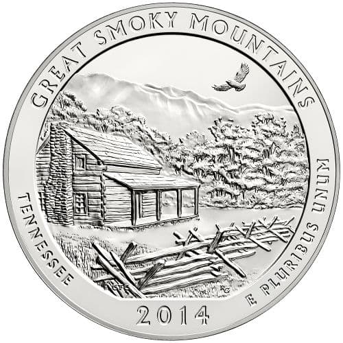 2014 5 oz ATB Great Smoky Mountains Silver Coin