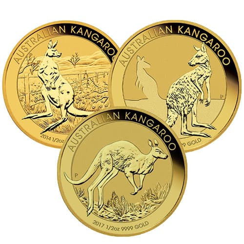 1/2 oz Australian Gold Kangaroo Coin (Random Year, BU)