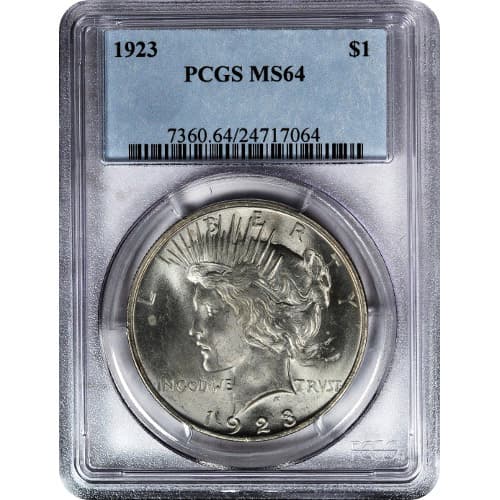 Peace Silver Dollar Coin PCGS MS64 (1922-26, 1934-35)