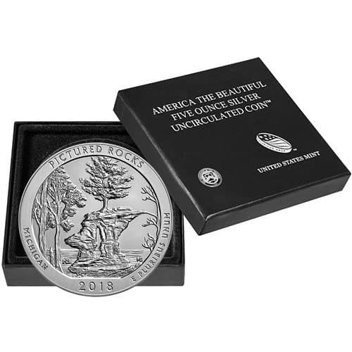 2018-P 5 oz Burnished ATB Pictured Rocks National Lakeshore Silver Coin (Box + CoA)