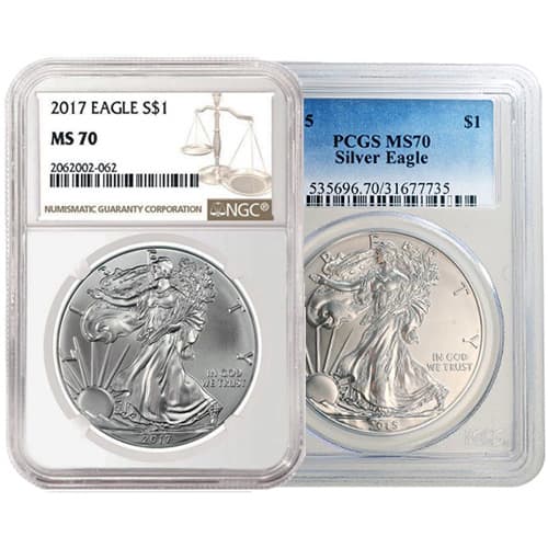 1 oz American Silver Eagle MS70 (Random Year, Varied Label, PCGS or NGC)