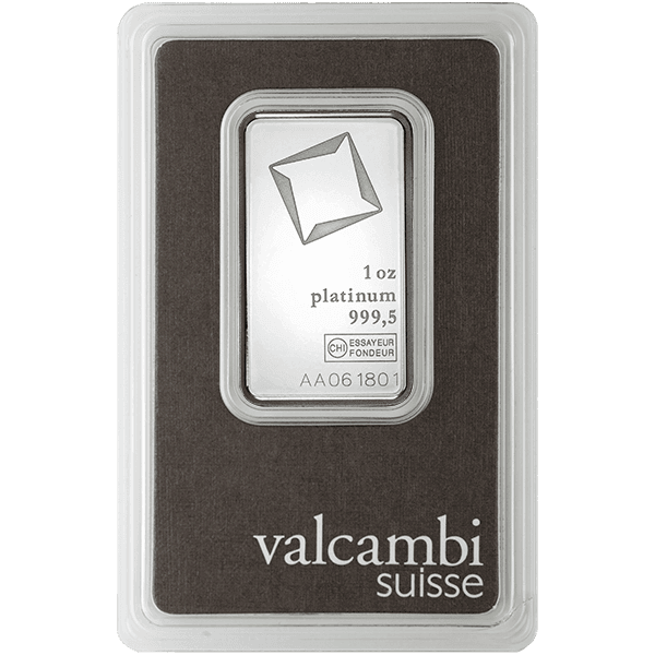 1 oz Platinum Bar - Valcambi (with Assay)