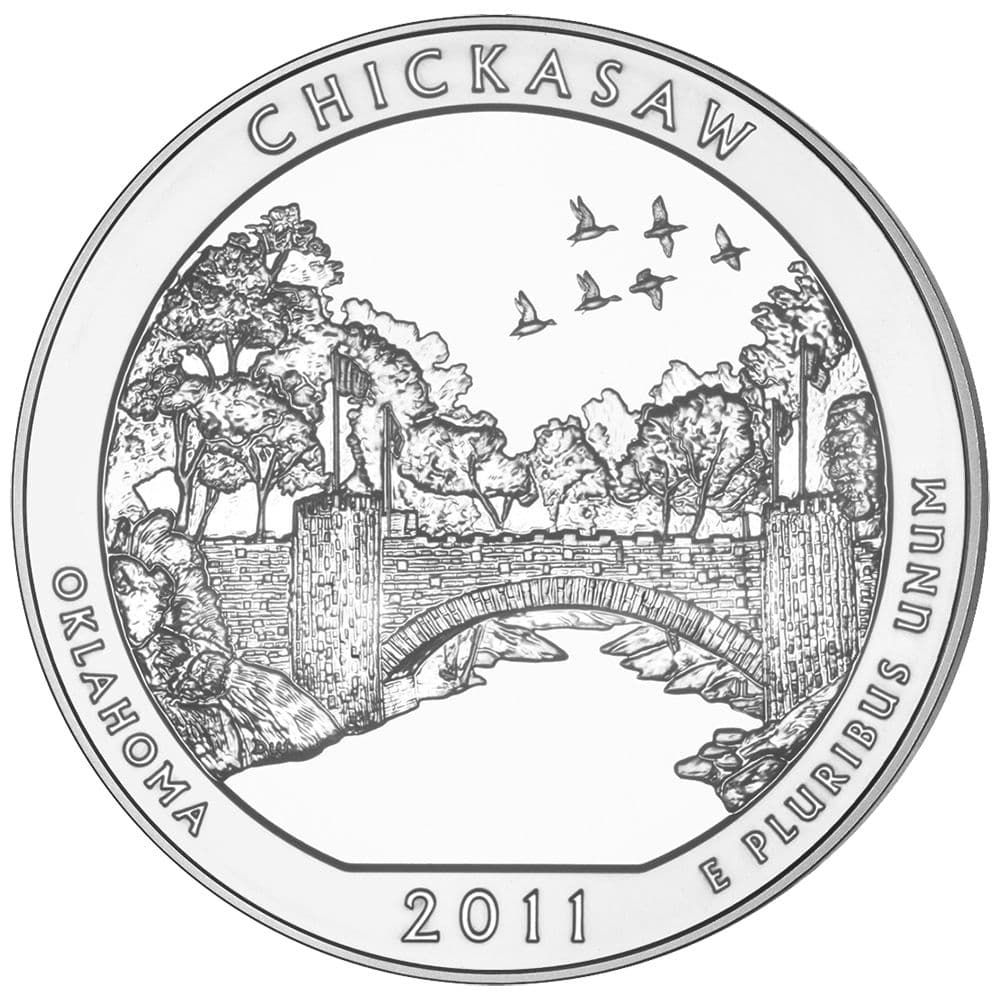 2011 Chickasaw 5 oz Burnished ATB Silver Coin - America The Beautiful