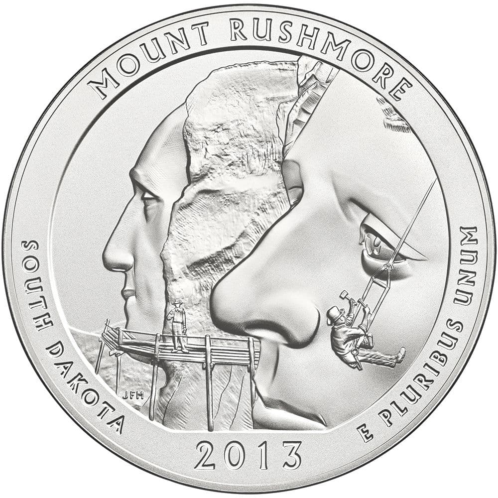 2013 Mount Rushmore ATB 5 oz Burnished Silver Coin - America The Beautiful