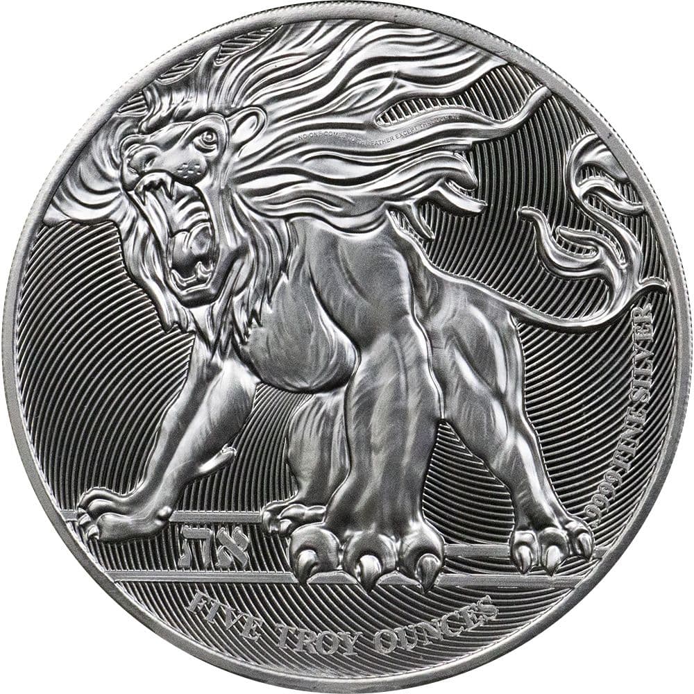 2019 5 oz Roaring Lion Silver Coin - High Relief 