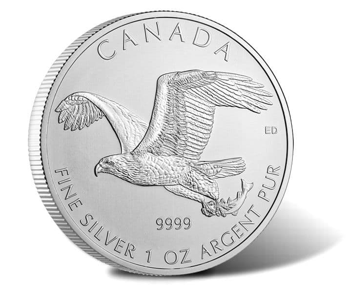 2014 1 oz Silver Canadian Bald Eagle - RCM Birds of Prey Series