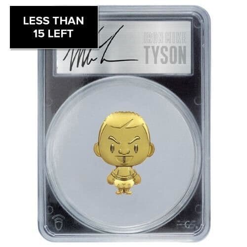 2024 PCGS PR-70 2 oz Celebrity Mint Mike Tyson Gilded Chibi - Silver Autographed Label