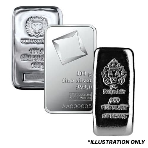 100 Gram Silver Bar - Design Our Choice