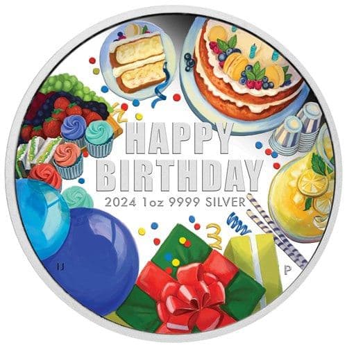 2024 1 oz Happy Birthday Colored Proof Silver Coin