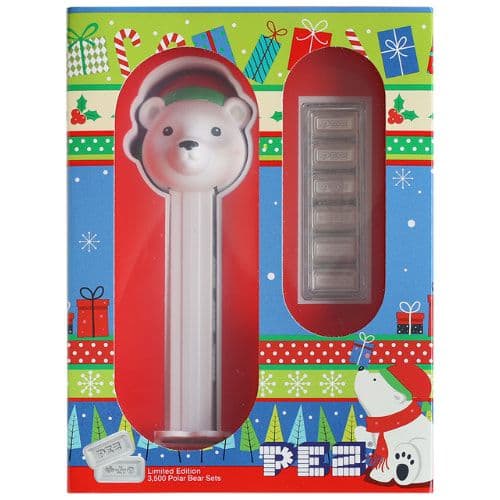 2024 30g Polar Bear PEZ Dispenser w/ Silver Wafers (PAMP Suisse)